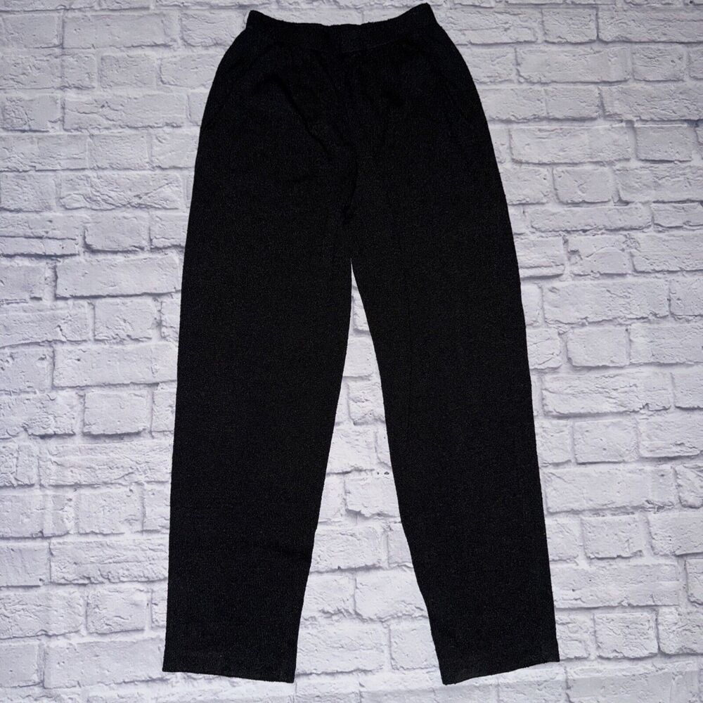 VTG Brenda French French Rags Black Knit Pull On Trousers‎ Pants Size 3 L Rayon